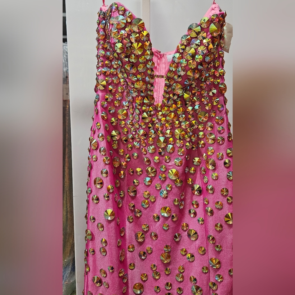 Jovani #944 Fuchsia Strapless Mermaid Embellished Gown, Size 2 - Picture 5 of 9